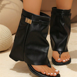 Sculpt Buckle Open-Toe Boots buckle and upper detail