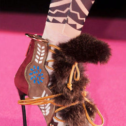 Rodeo Fur Stiletto Booties fur and western detail