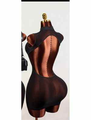 Midnight Script Rhinestone Mesh Mini Dress detail 2