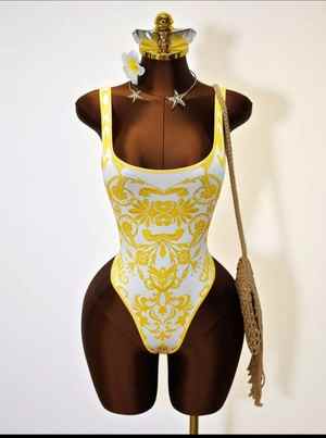 Golden Riviera Baroque Backless Bodysuit