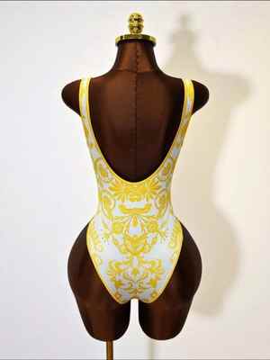 Golden Riviera Baroque Backless Bodysuit detail 2
