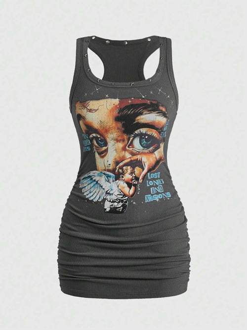 Angel Static Studded Mini Dress — SHEIN view 1
