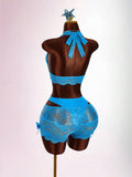 Aqua Siren Lace Three-Piece Set — SHEIN view 1