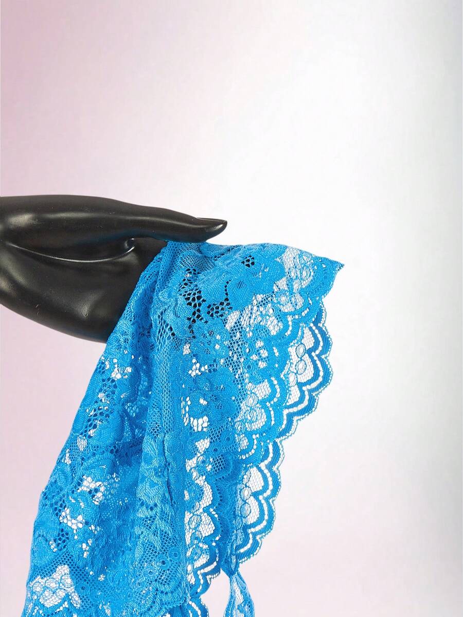 Aqua Siren Lace Three-Piece Set — SHEIN view 11