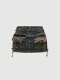 Babe Faux-Fur Tie Mini Skirt - view 1