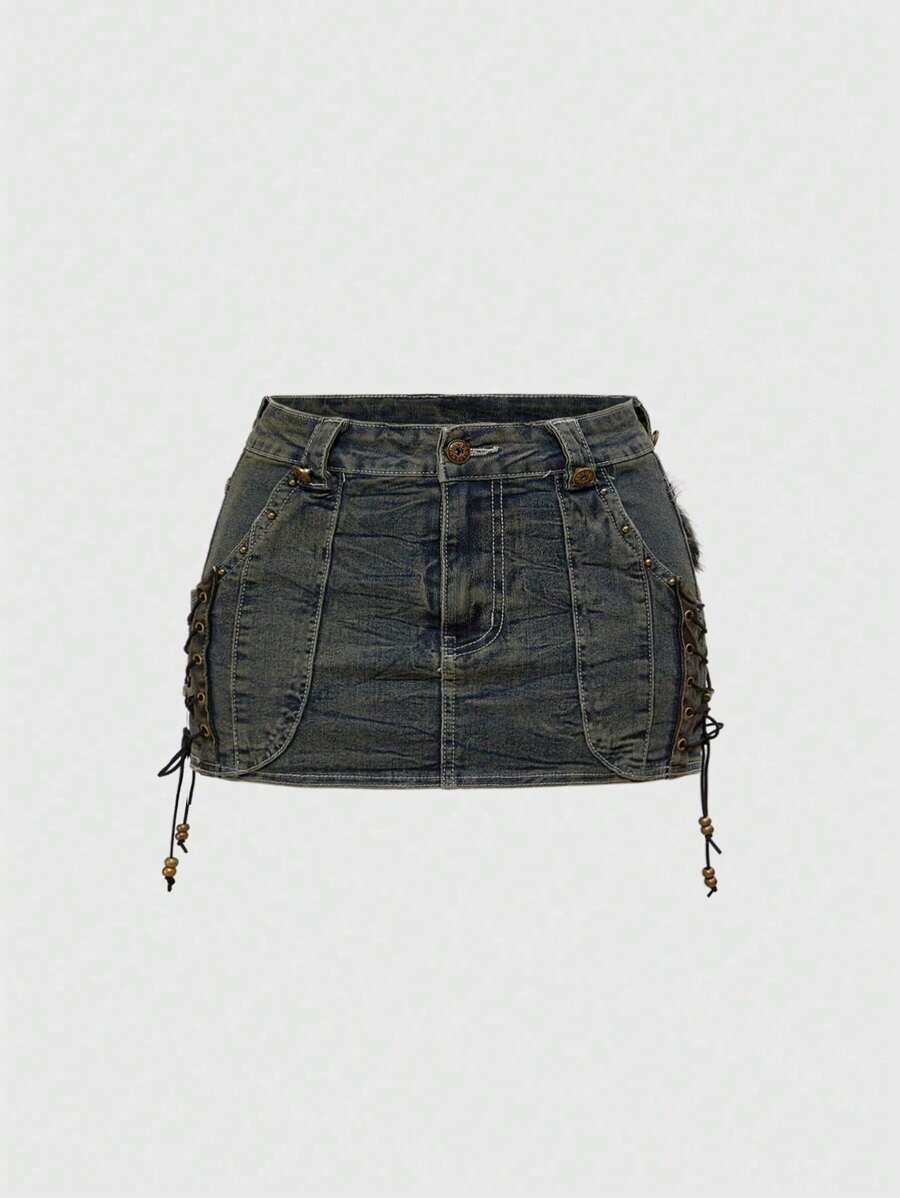 Babe Faux-Fur Tie Mini Skirt - view 2