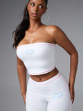 Baby Phat Contrast-Stitch Bandeau Flare Set — White — view 1