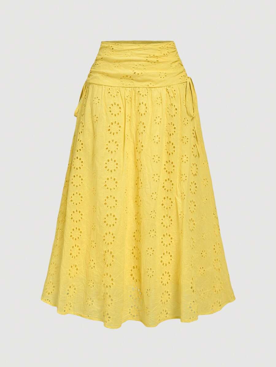 British Bow Embroidered Midi Skirt front view