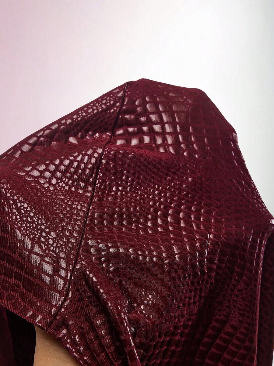 Burgundy Knotline Deep-V Jumpsuit — SHEIN view 10