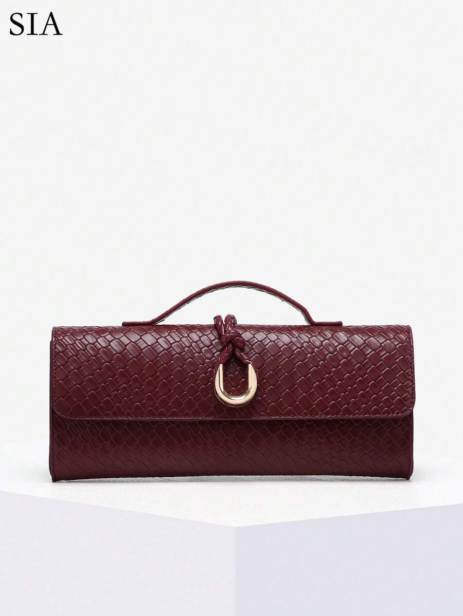 Burgundy Woven-Look Clutch Tote - view 1