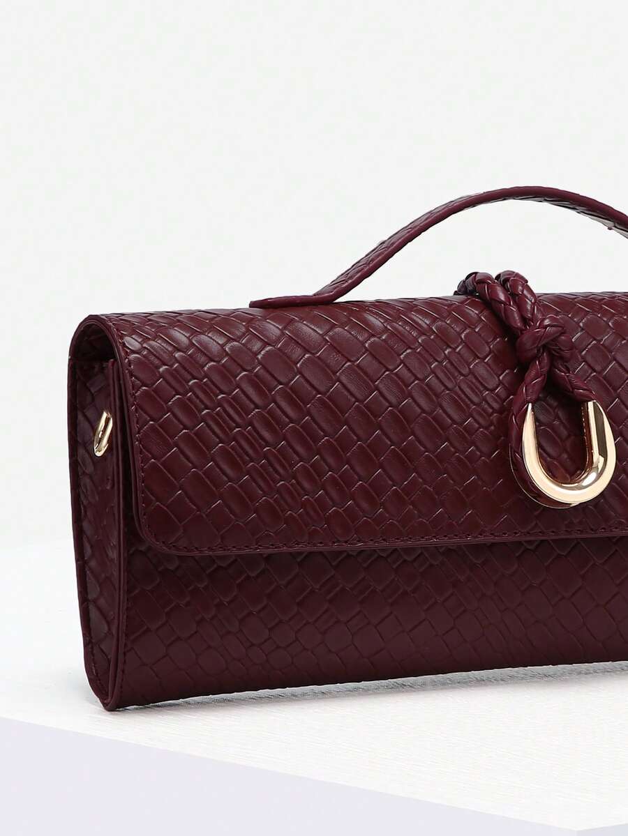 Burgundy Woven-Look Clutch Tote - view 3