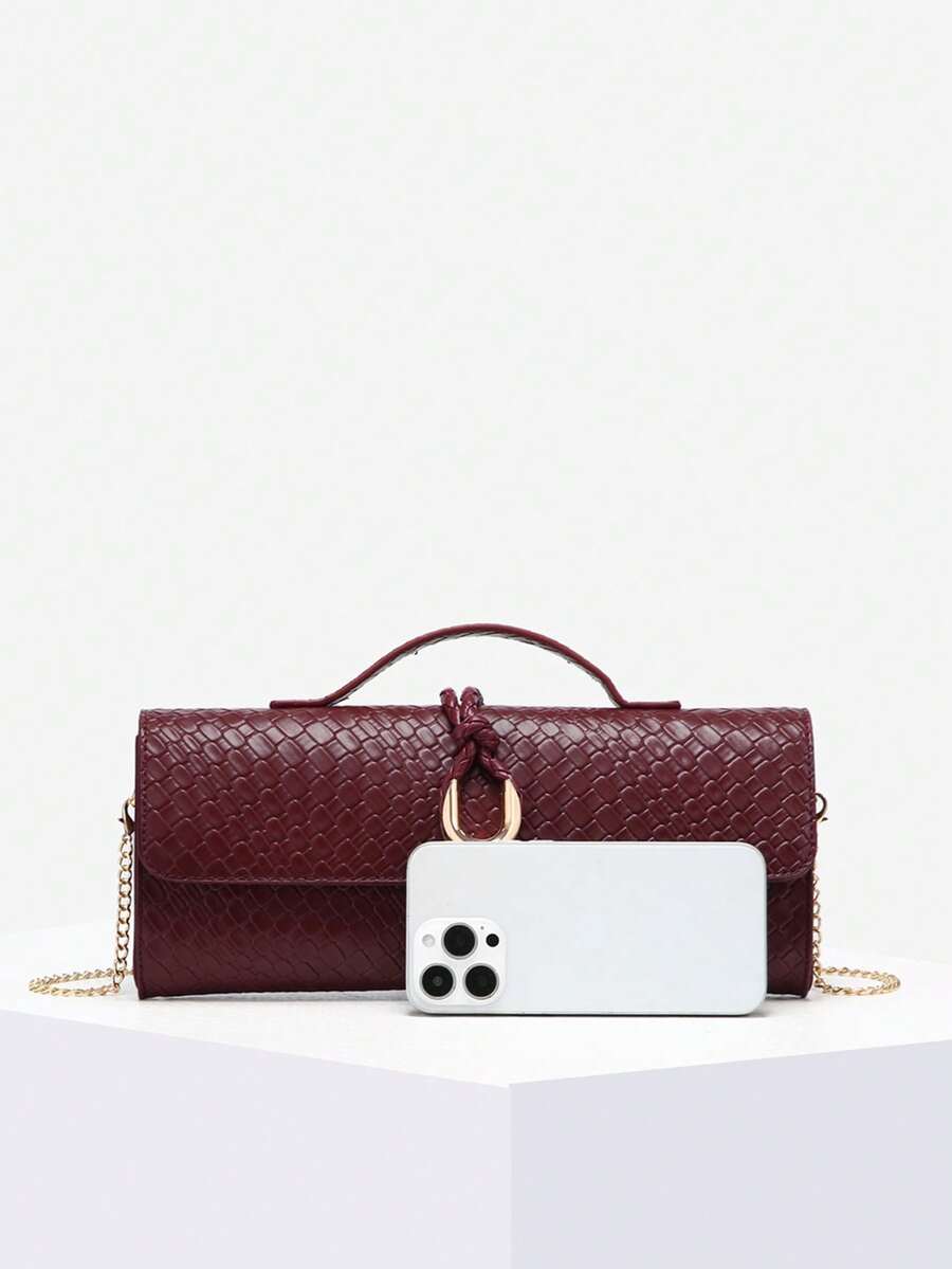 Burgundy Woven-Look Clutch Tote - view 4