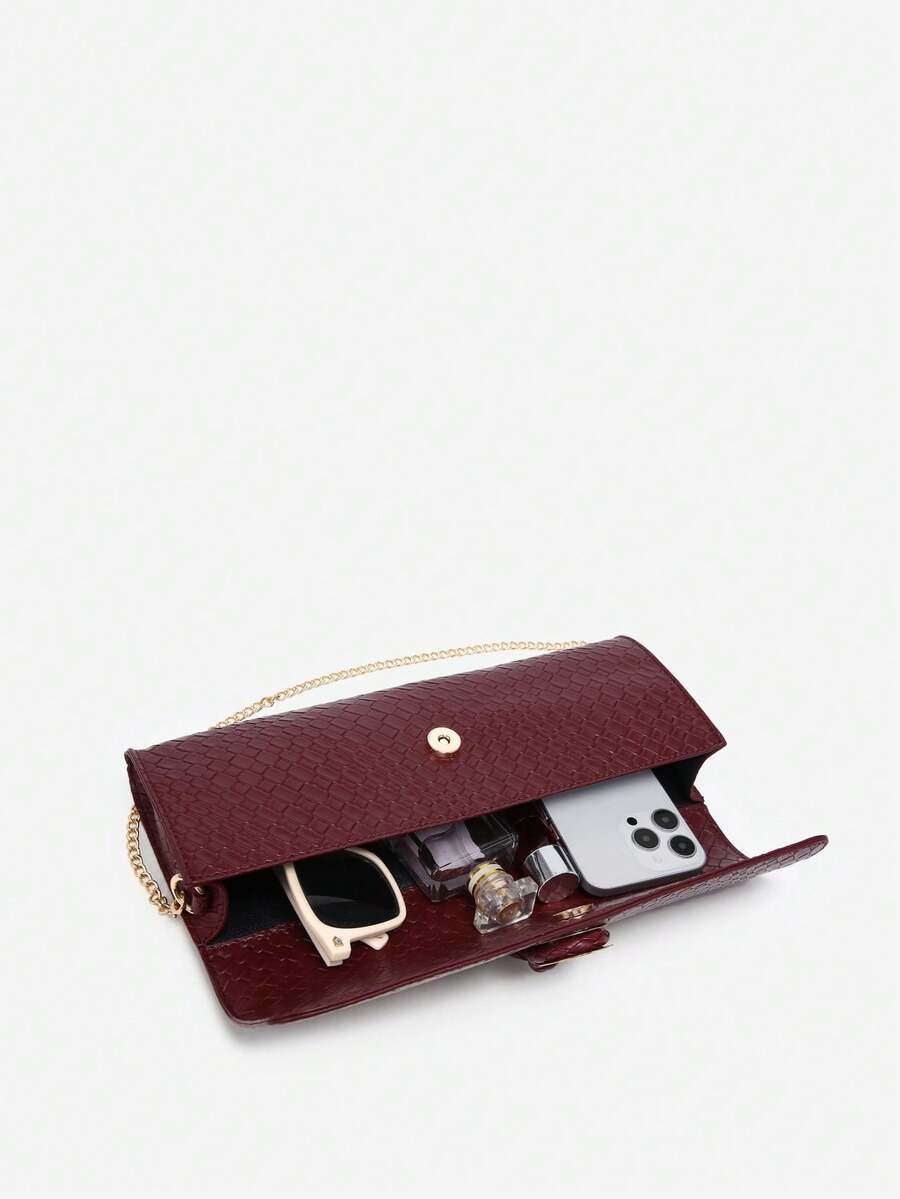 Burgundy Woven-Look Clutch Tote - view 5