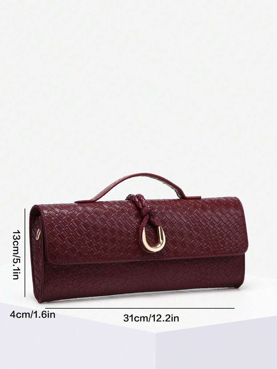 Burgundy Woven-Look Clutch Tote - view 6
