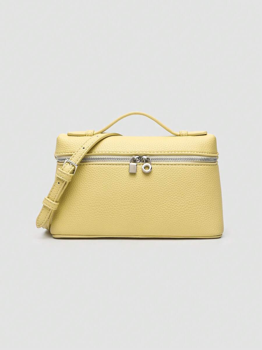 Butter Yellow Litchi Shoulder Bag - view 1