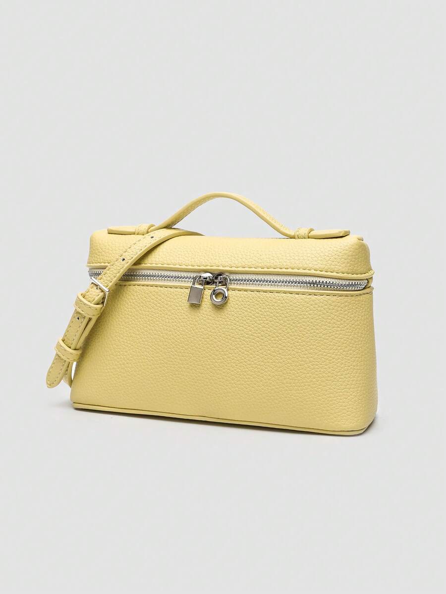 Butter Yellow Litchi Shoulder Bag - view 2