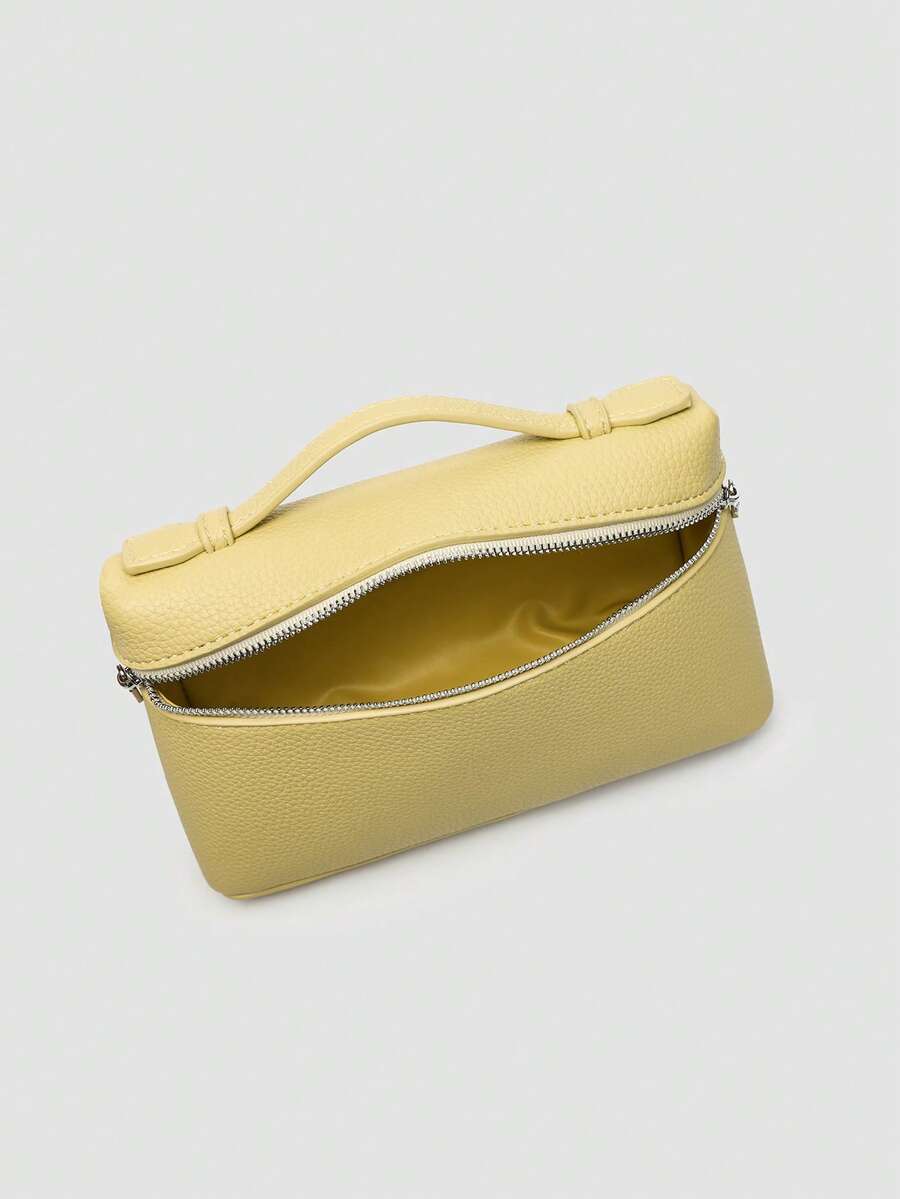 Butter Yellow Litchi Shoulder Bag - view 6