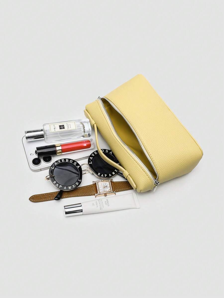 Butter Yellow Litchi Shoulder Bag - view 7