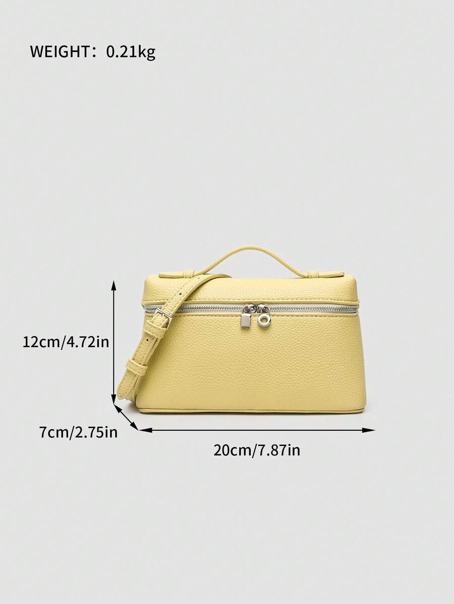 Butter Yellow Litchi Shoulder Bag - view 9