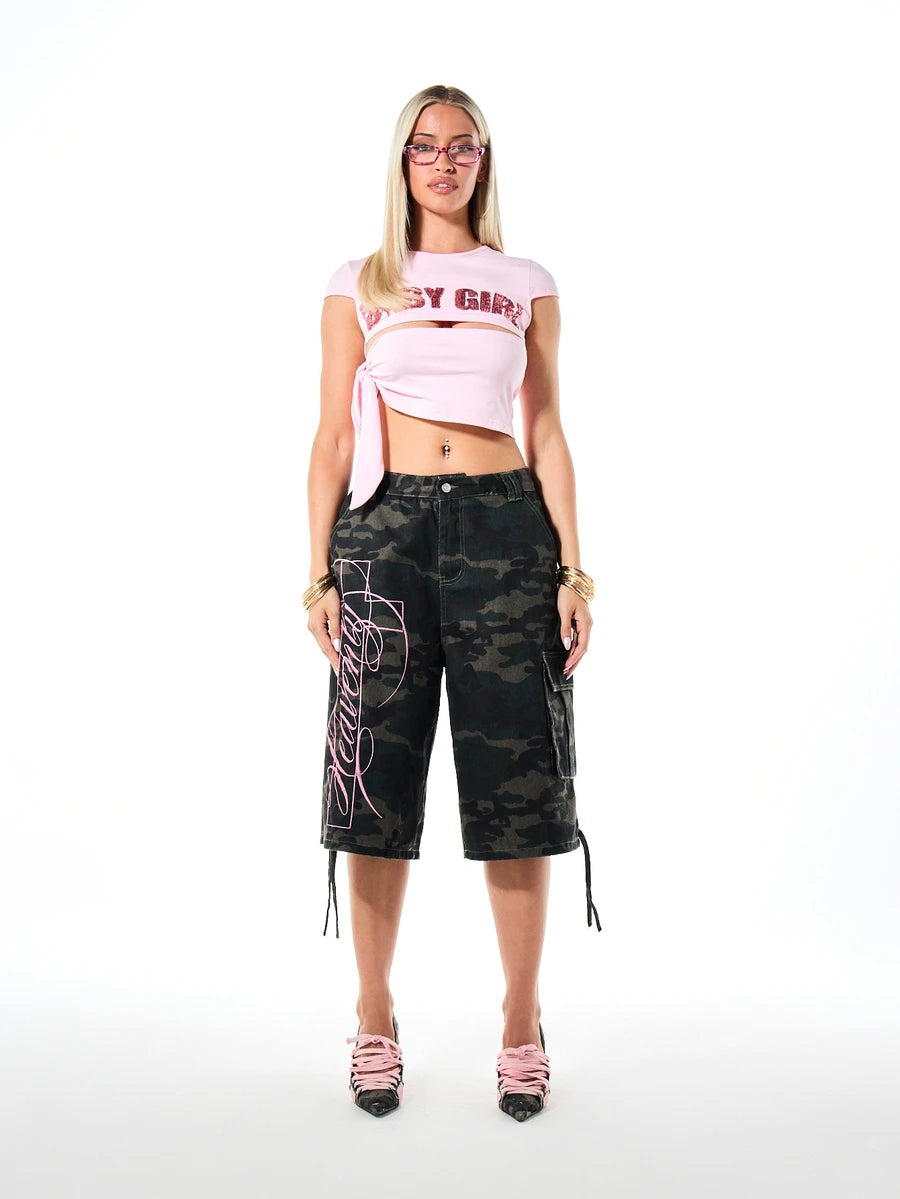Camo Script Cargo Bermuda Shorts - view 3