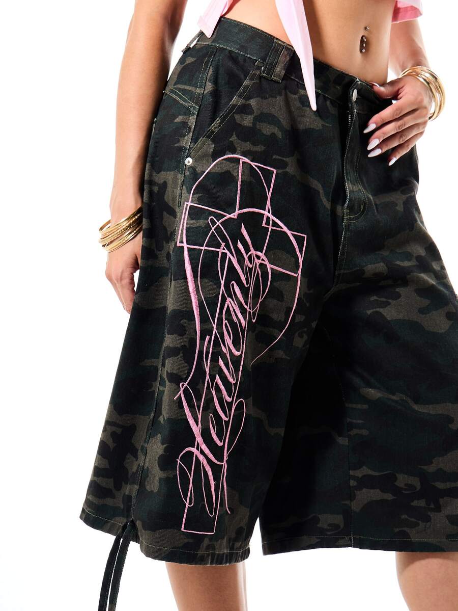 Camo Script Cargo Bermuda Shorts - view 4