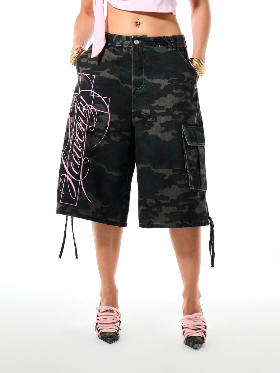 Camo Script Cargo Bermuda Shorts - view 6
