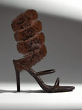 Cocoa Spiral Fur Stiletto Heels — SHEIN view 1