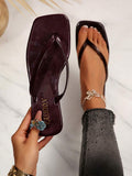 Cocoa Square Toe-Post Sandals — SHEIN view 1