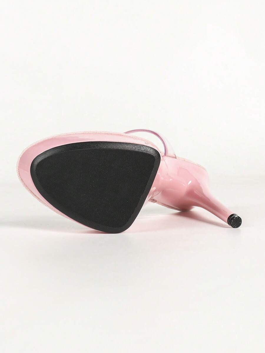 Crystal Thong Stiletto Sandals — Pink — view 2