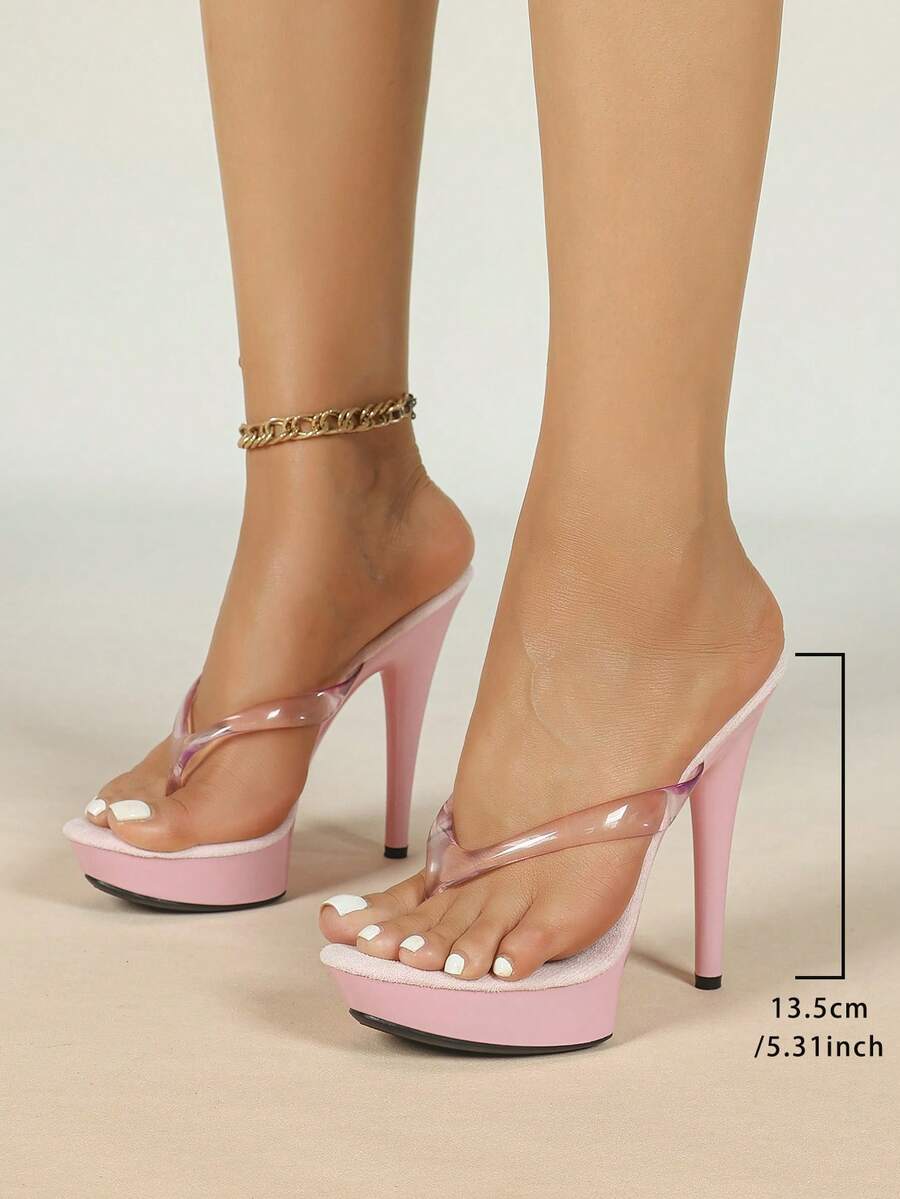 Crystal Thong Stiletto Sandals — Pink — view 6