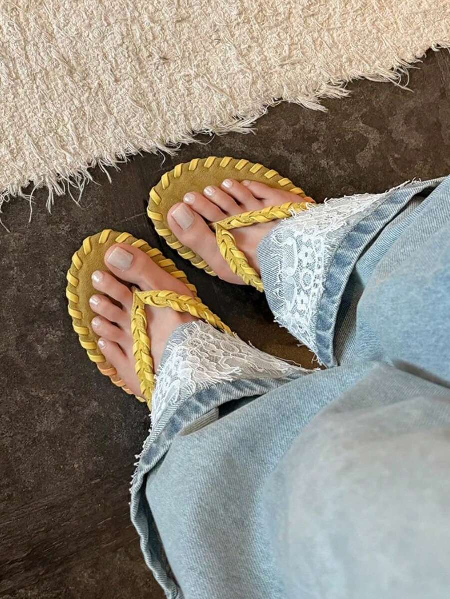 French Square-Toe Thong Stiletto Sandals - view 6