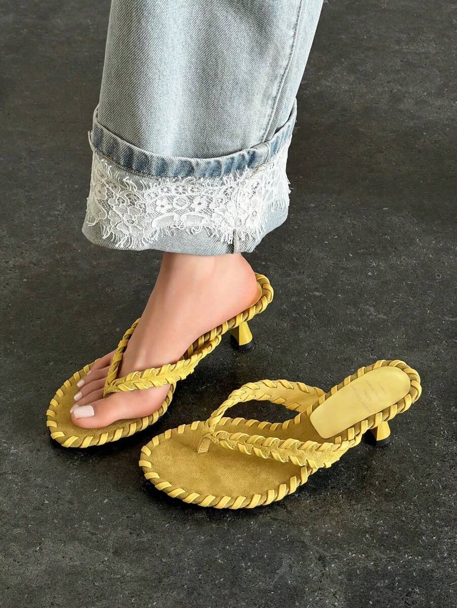 French Square-Toe Thong Stiletto Sandals - view 7