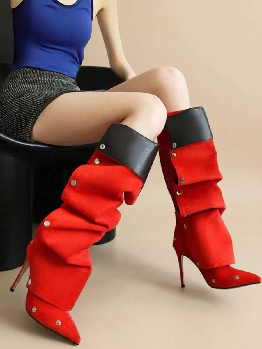 Frontier Siren Red Suede Western Boots — SHEIN view 2