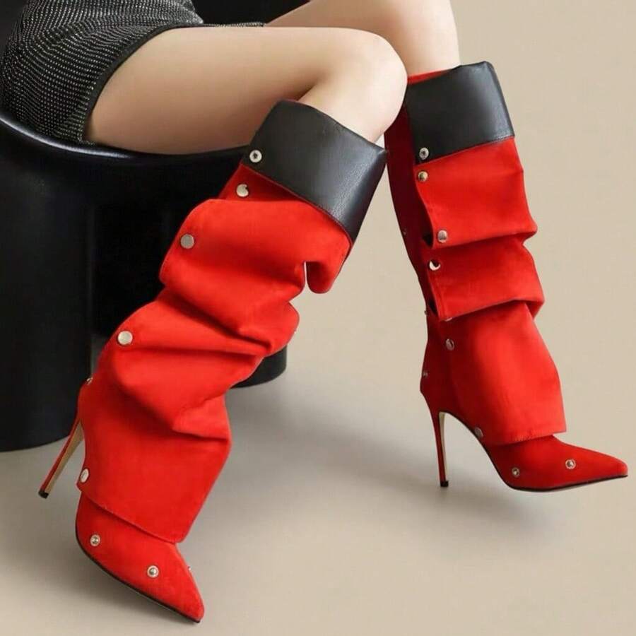 Frontier Siren Red Suede Western Boots — SHEIN view 6