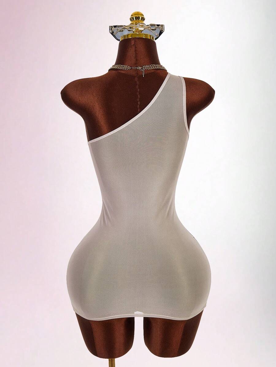 Gallery Muse One-Shoulder Mesh Cover-Up — SHEIN view 3