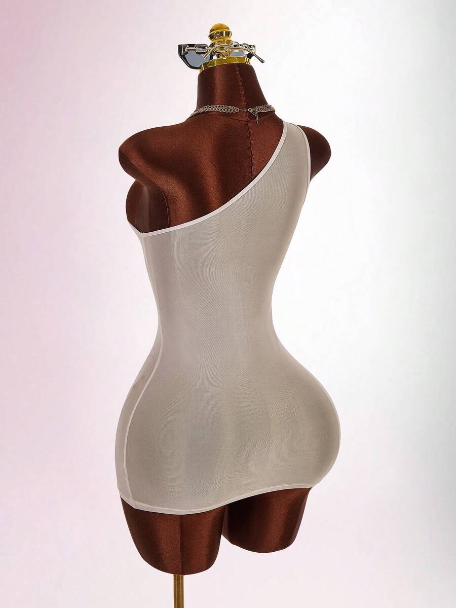 Gallery Muse One-Shoulder Mesh Cover-Up — SHEIN view 9