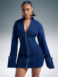 Indigo Corset Zip Mini Dress — SHEIN view 1
