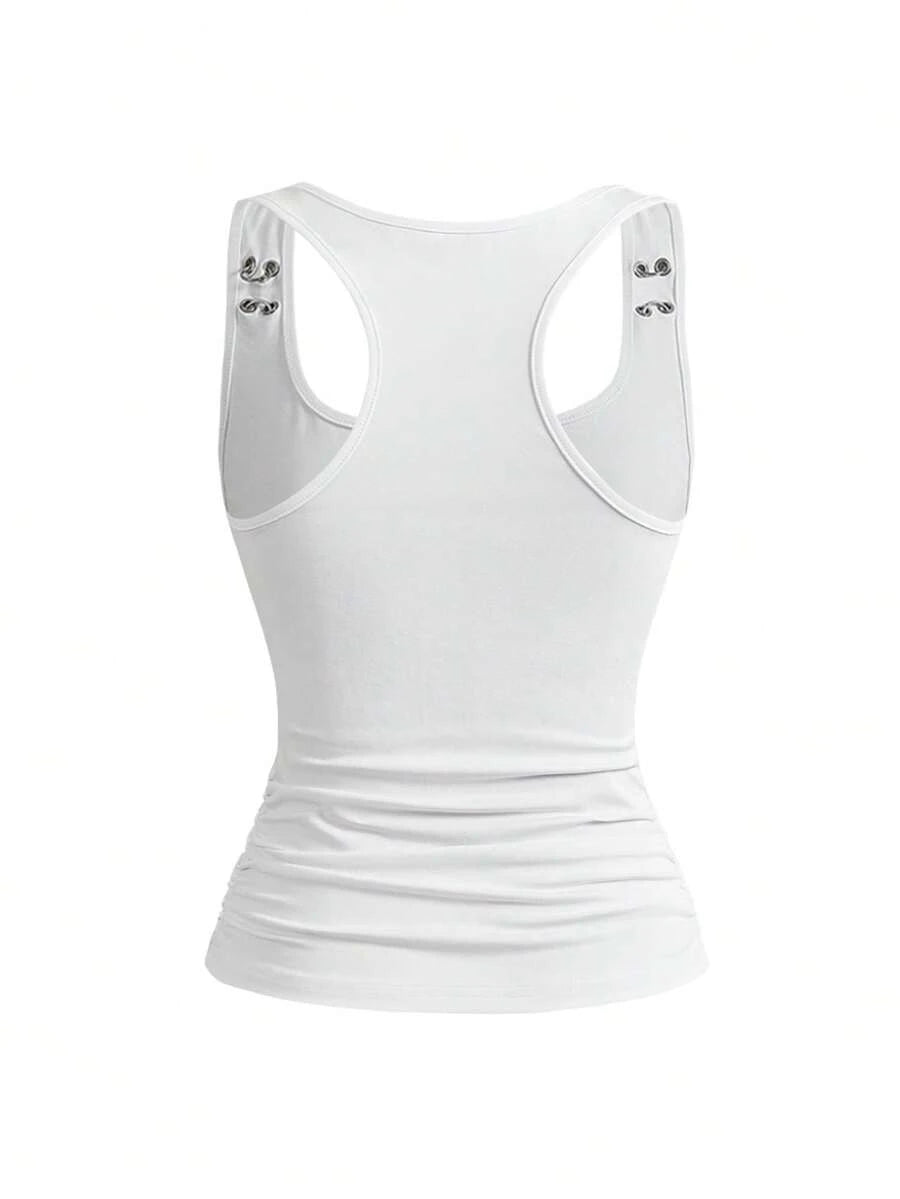 Metal Cross Cutout Sleeveless Top - view 2