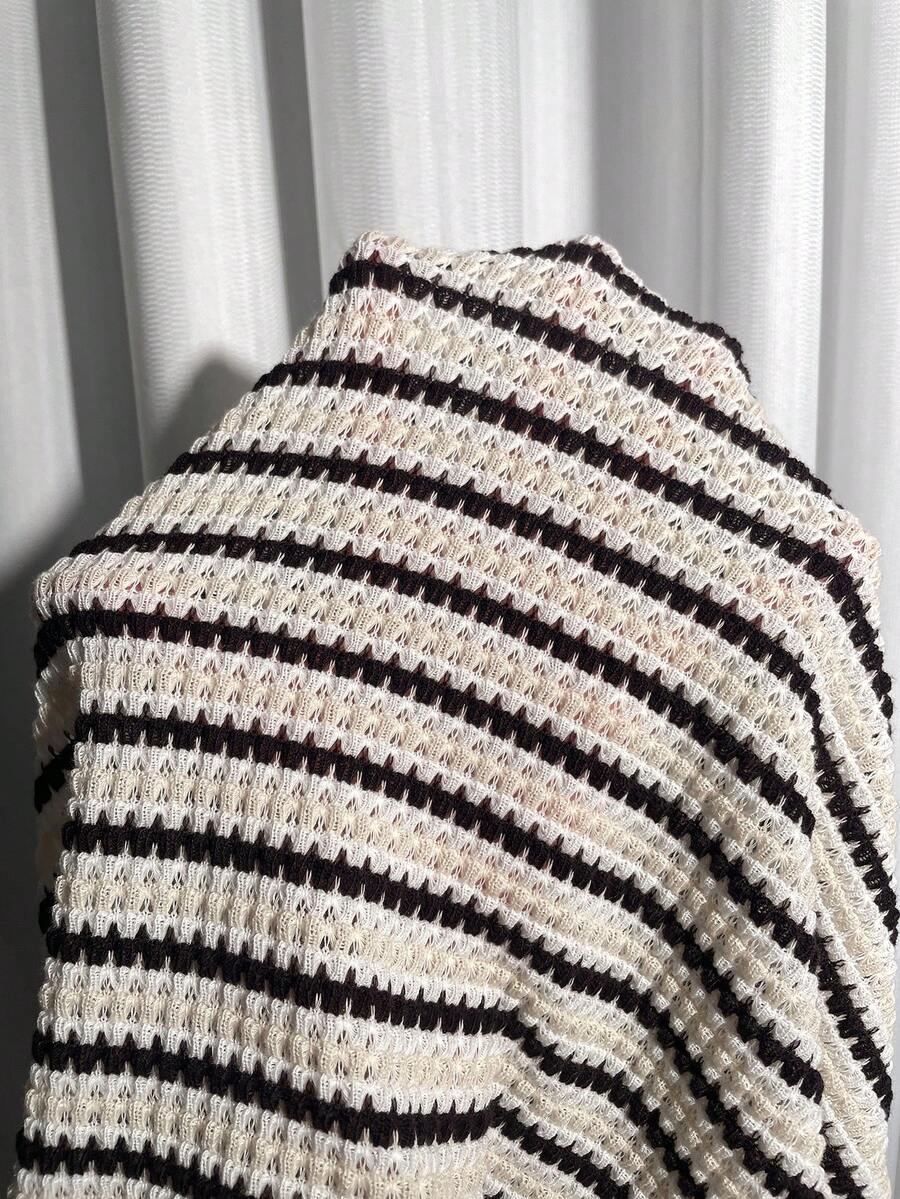 Monochrome Stripe Knit Mini Dress — SHEIN view 9