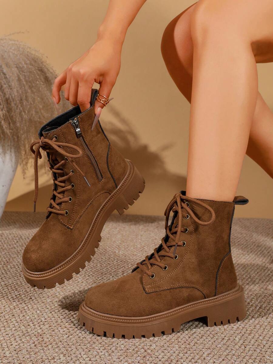 Moto Cloud Chunky Ankle Boots — SHEIN view 1