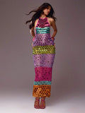 Multicolour Sequin Crochet Halter Dress — Multicolor — view 1