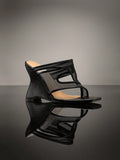 Noir Halo Mesh Wedge Sandals
