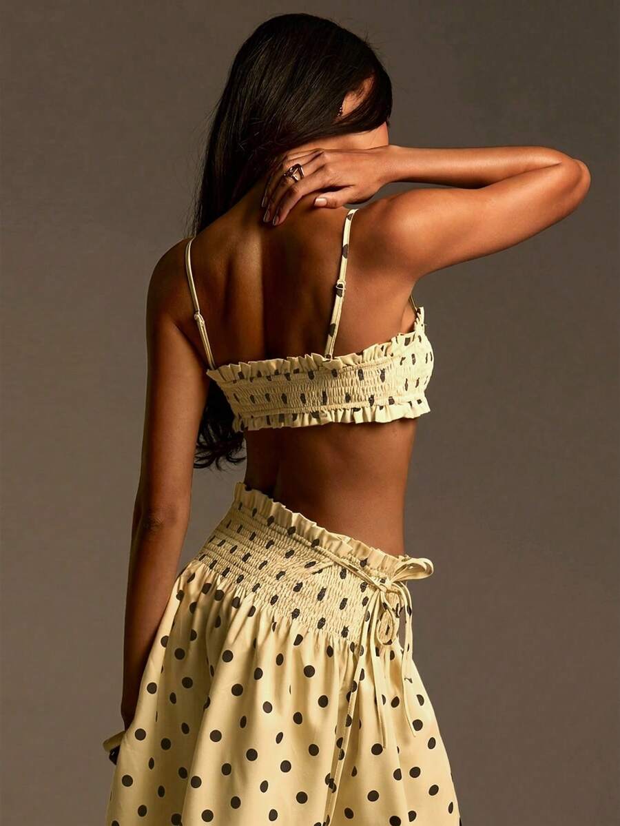 Pink Polka-Dot Camisole Skirt Set - view 2