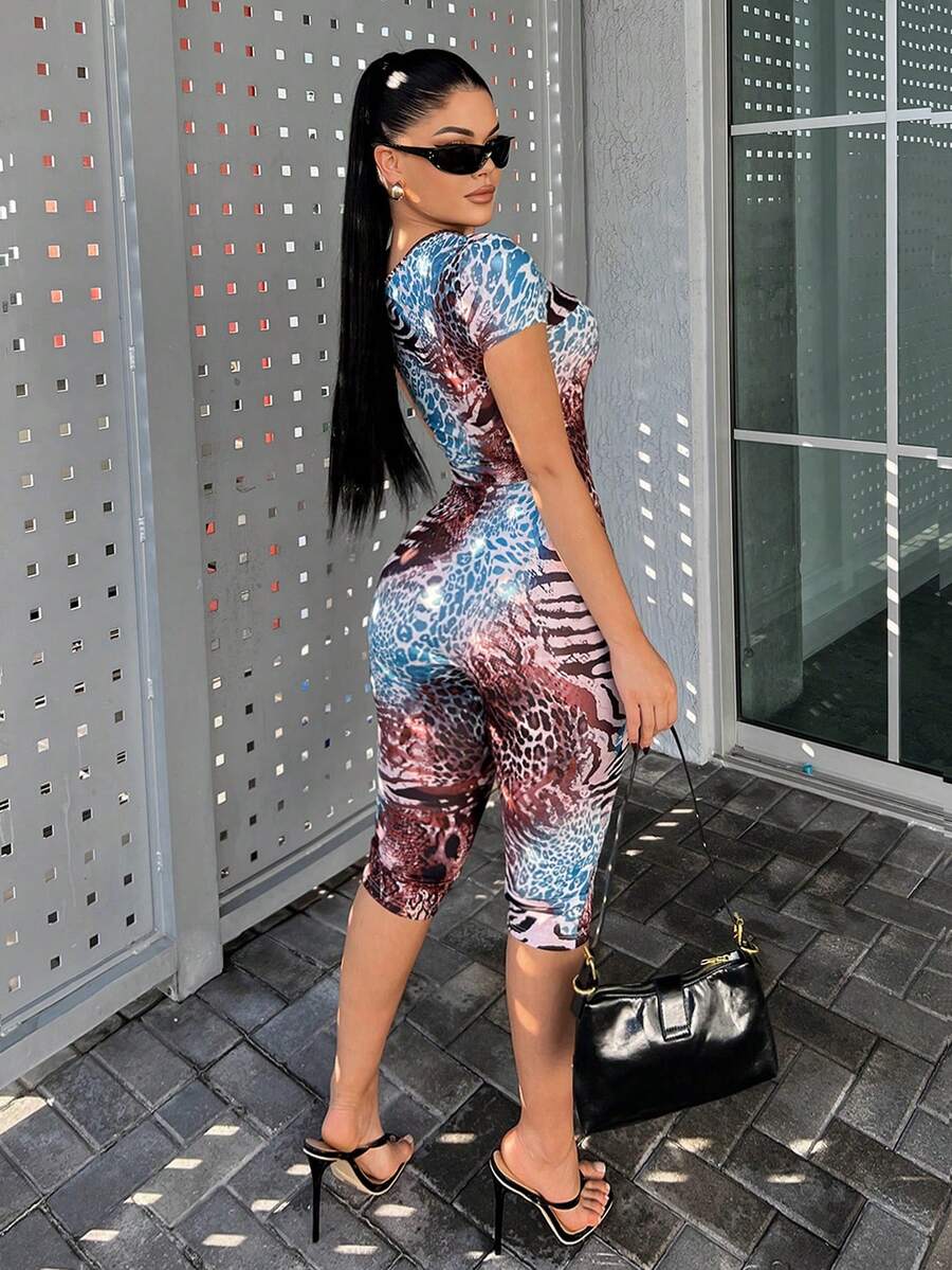 Pink Prowl Capri Jumpsuit — SHEIN view 2