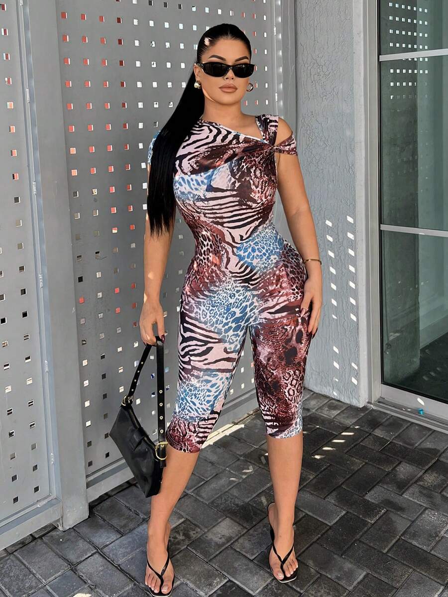 Pink Prowl Capri Jumpsuit — SHEIN view 4