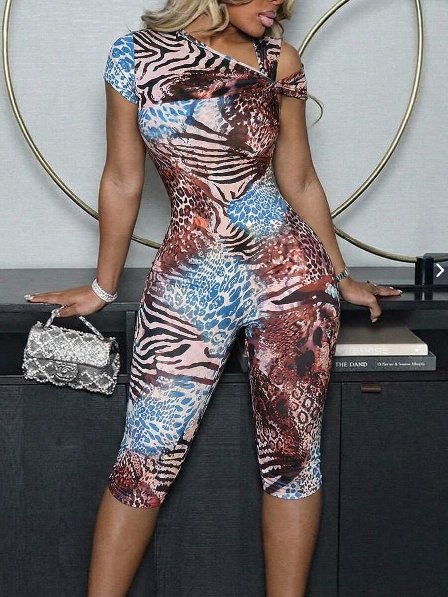 Pink Prowl Capri Jumpsuit — SHEIN view 5