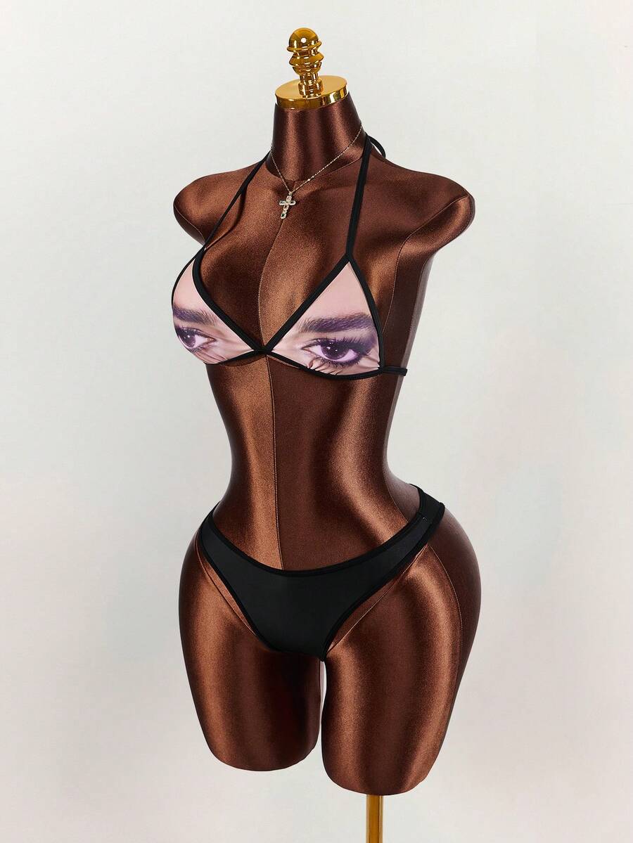Pink Voltage Graffiti Three-Piece Swim Set — SHEIN view 4