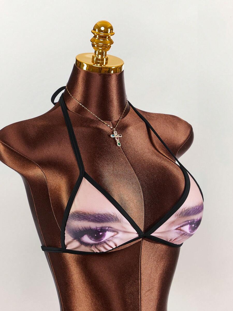 Pink Voltage Graffiti Three-Piece Swim Set — SHEIN view 6