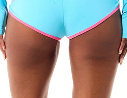 Pinkline Logo Hot Pants logo and hem detail