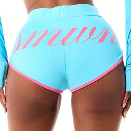 Pinkline Logo Hot Pants high-rise fit and trim detail